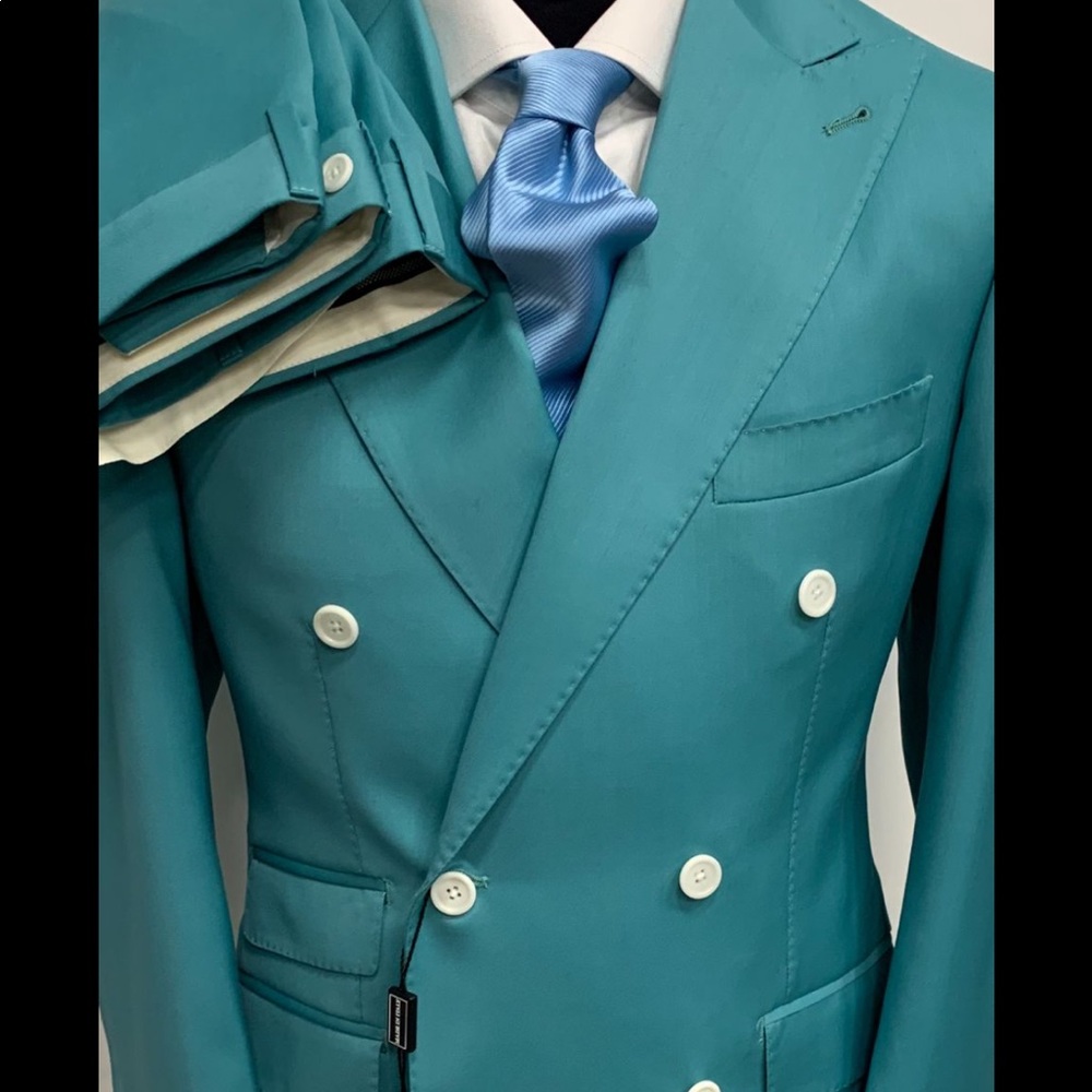 Teal green super 150 Cerruti 1881 summer wool suit